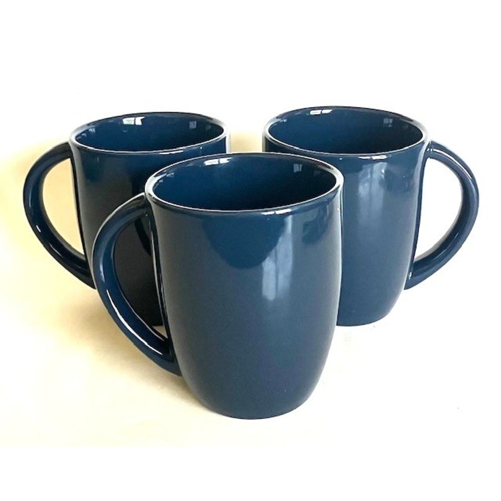 Corelle Coordinates Stoneware Coffee Cups Mugs, 12oz, Set of 3 Dark Blue